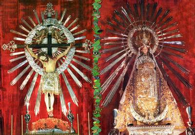 Collage con las imágenes del Señor y la Virgen del Milagro de Salta Argentina.