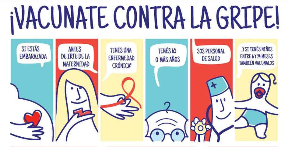 Imagen del afiche de vacunación antigripal en Salta.