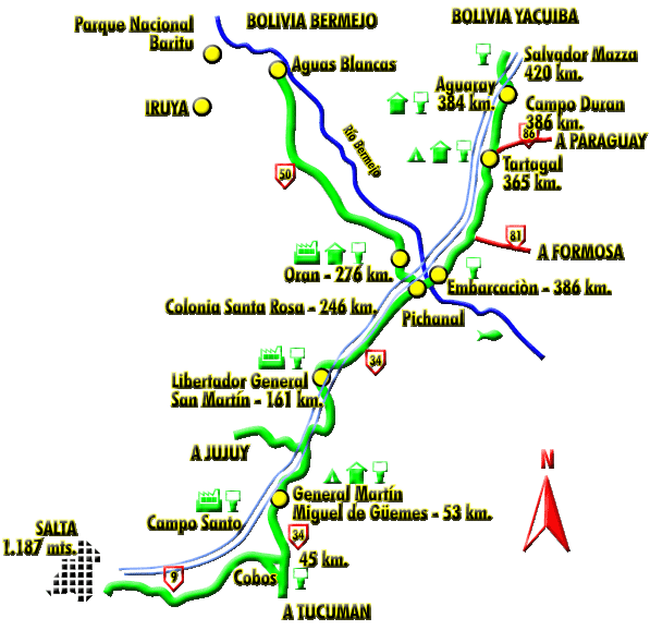 Imagen del Mapa del Circuito Turístico del Noroeste de Salta.