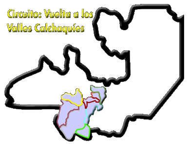 Imagen del mapa con la Zona de los Valles Calchaquies, Provincia de Salta.